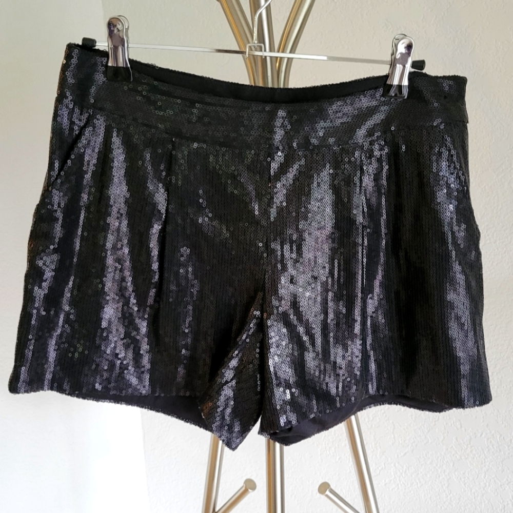 Express Black Sequin Mid Rise Shorts